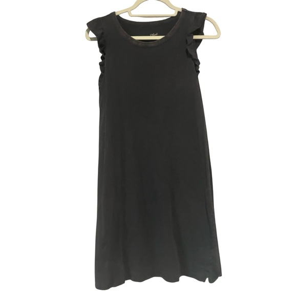 Universal Thread Dark Gray Ruffle Sleeve 100% Cotton Mini Dress Size Large - Picture 1 of 11